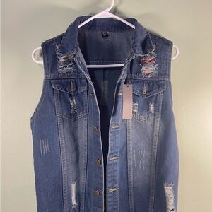 Distressed Denim Vest
